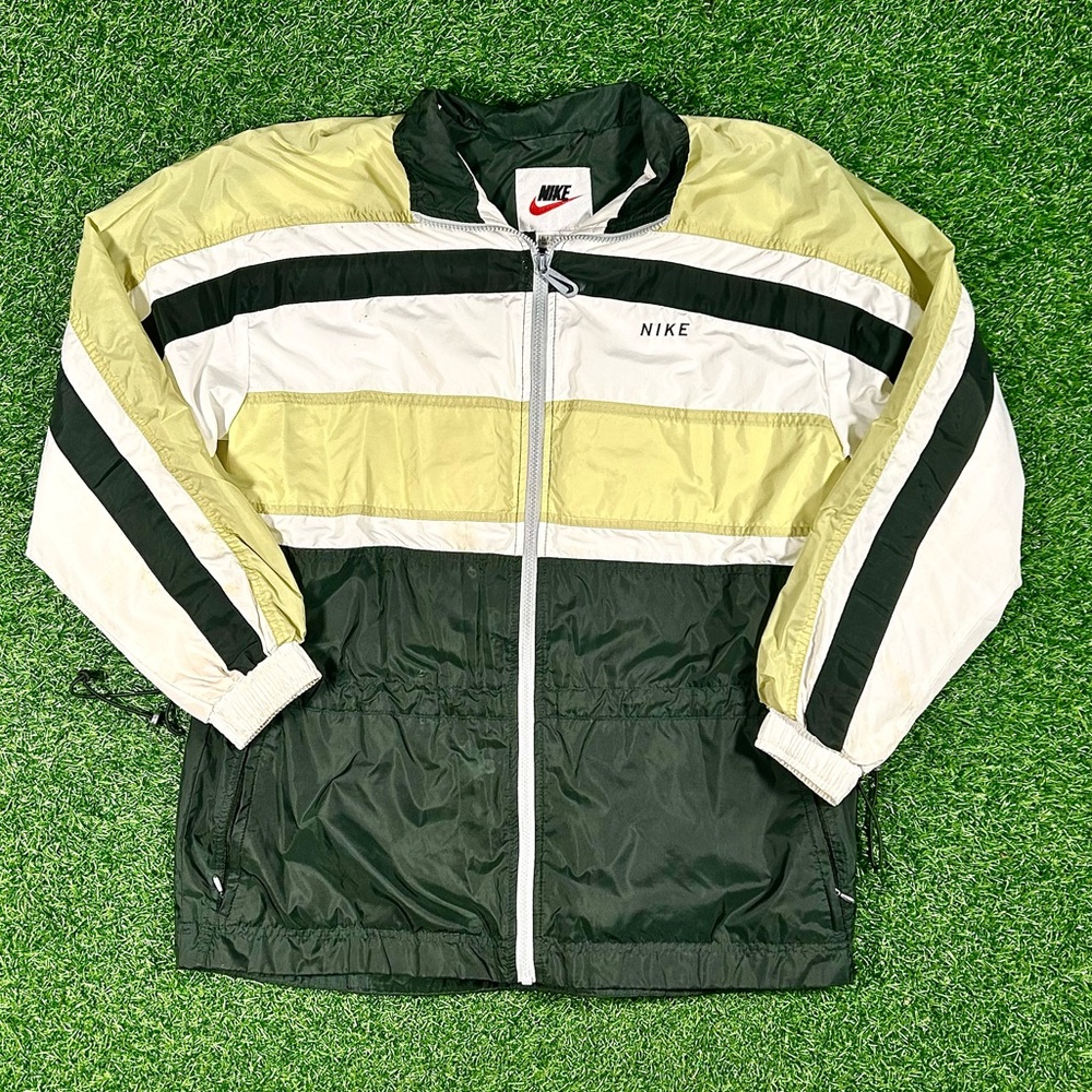 Vintage 90’s green and white striped windbreaker